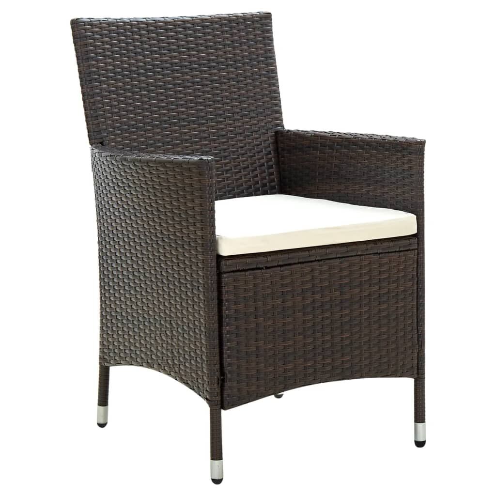 7 Piece Outdoor Dining Set with Cushions Poly Rattan Brown Price