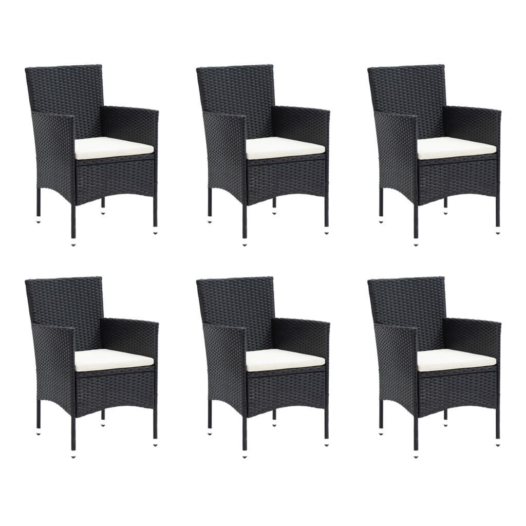 7 Piece Garden Dining Set with Cushions Poly Rattan Black Price