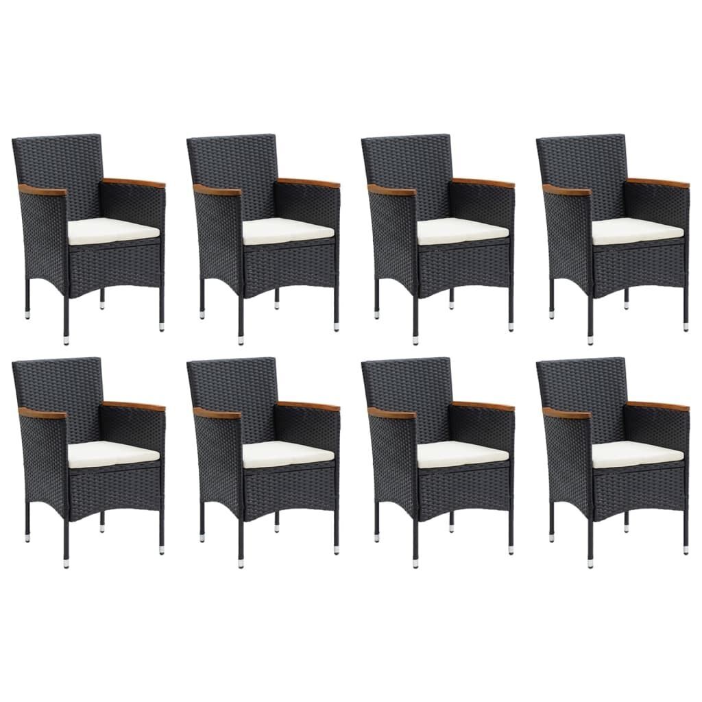 9 Piece Garden Dining Set with Cushions Poly Rattan Black Price
