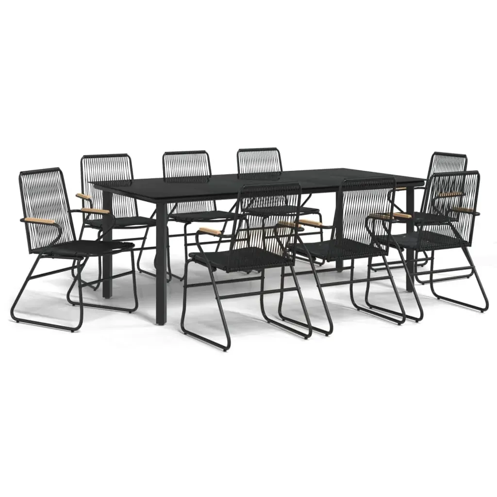 9 Piece Garden Dining Set Black PVC Rattan Price