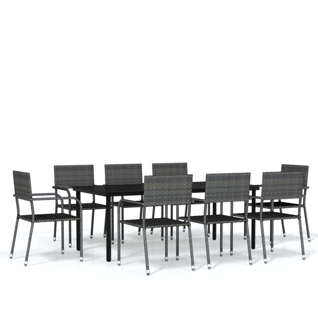 9 Piece Garden Dining Set Grey Price
