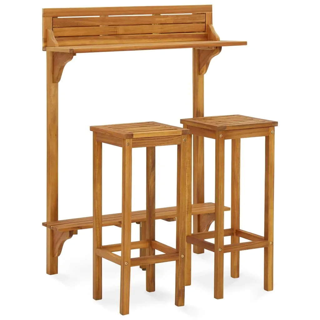 3 Piece Balcony Bar Set Solid Acacia Wood Price