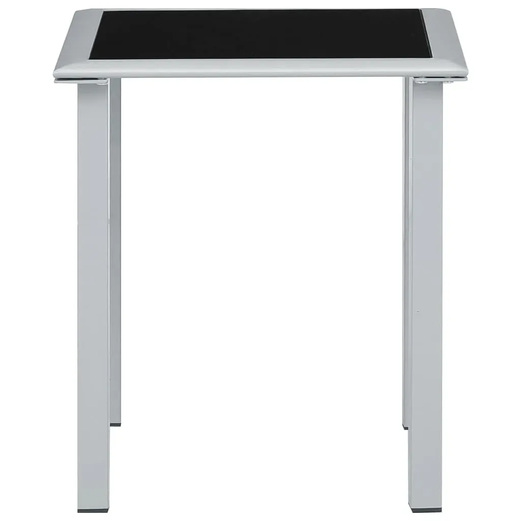 Garden Table Black and Silver 41x41x45 cm Steel and Glass Price