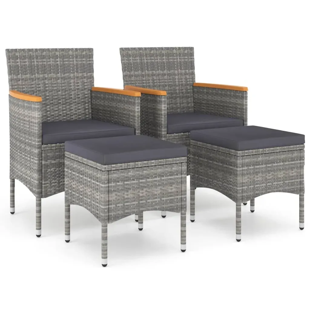 4 Piece Garden Chair and Stool Set Poly Rattan Grey Price