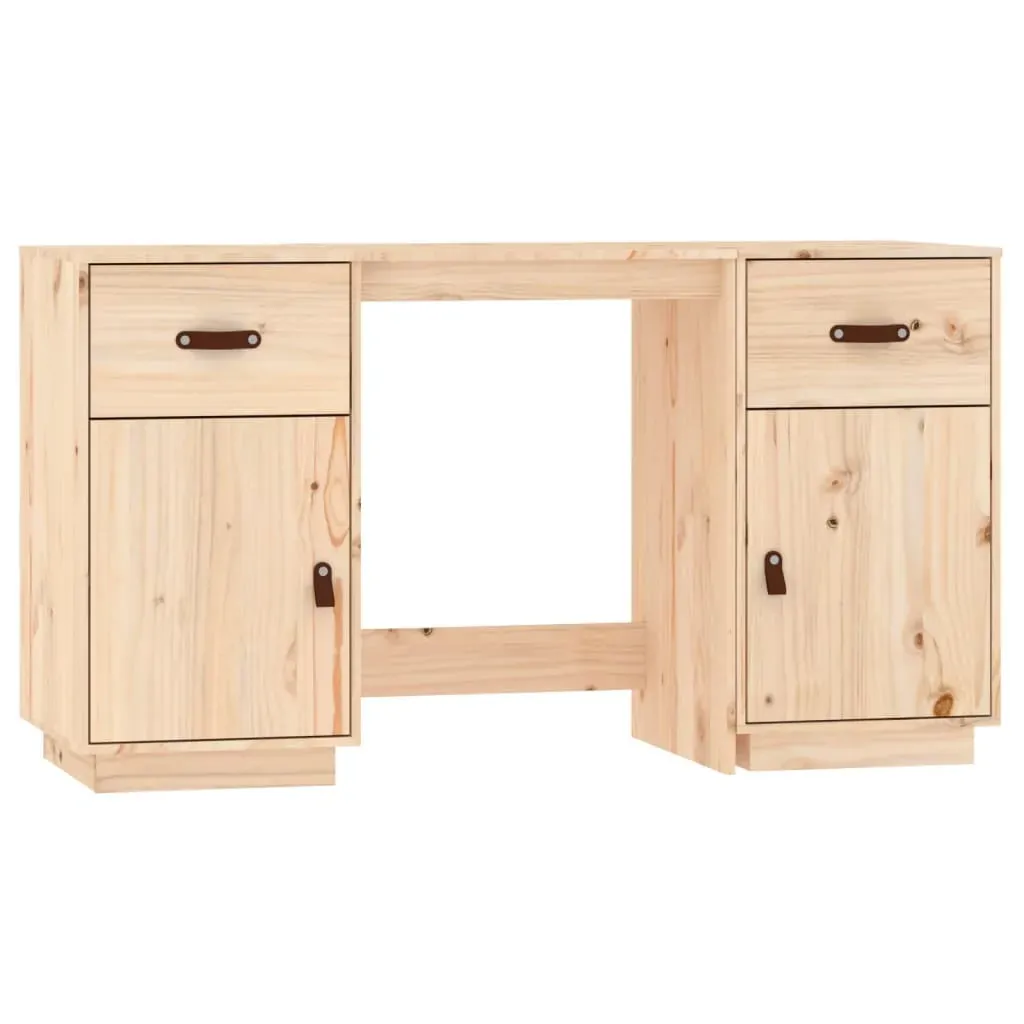 Desk with Cabinets 135x50x75 cm Solid Wood Pine Price