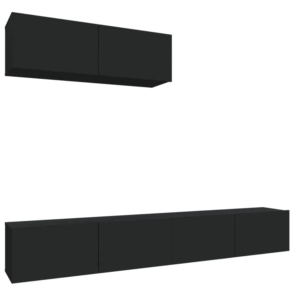 3 Piece TV Cabinet Set Black Engineered Wood Price