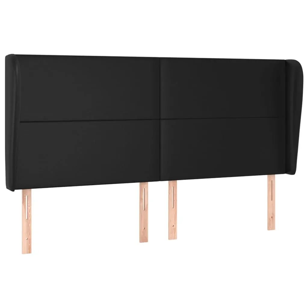 Headboard with Ears Black 203 cm Faux Leather Price