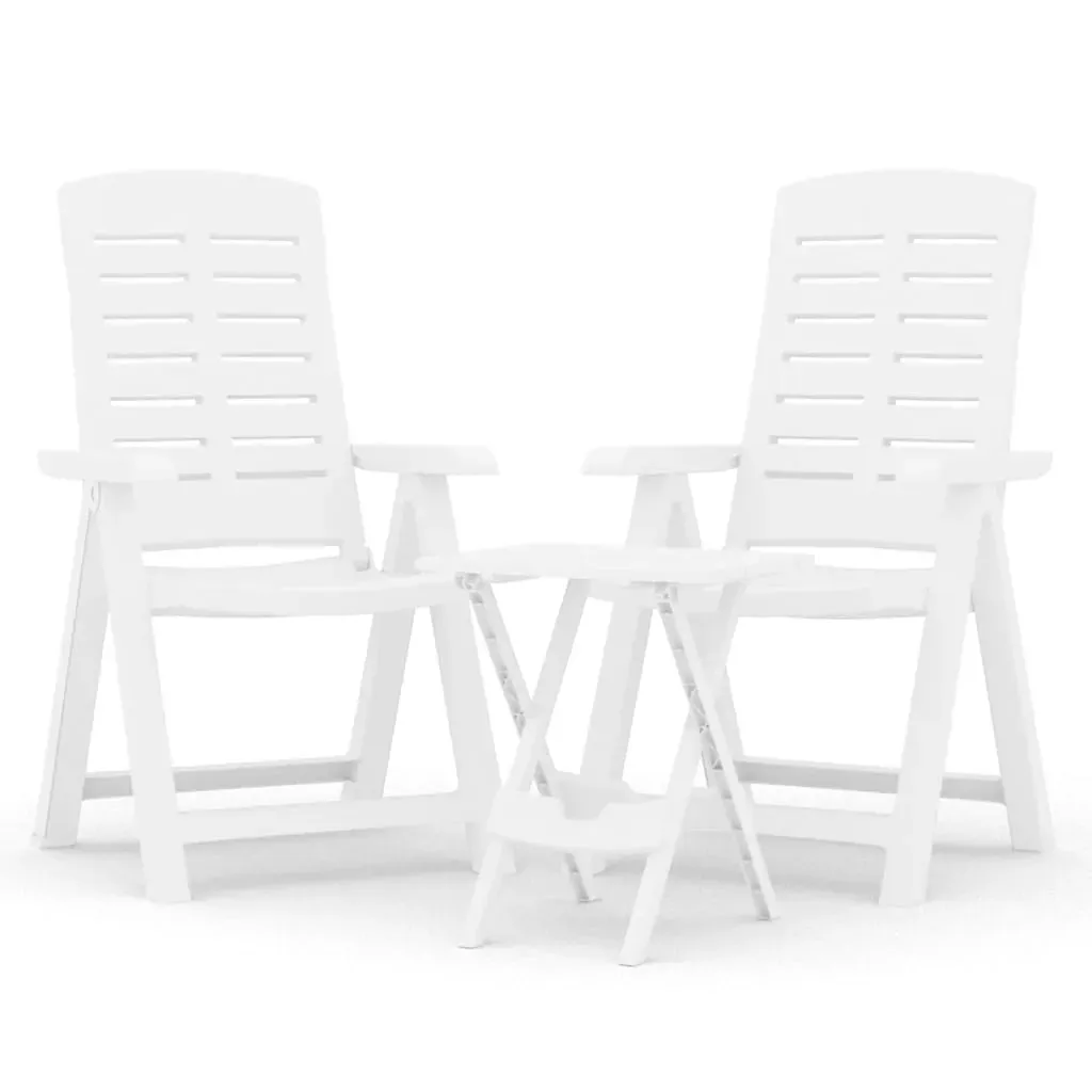 3 Piece Garden Dining Set White Polypropylene Price