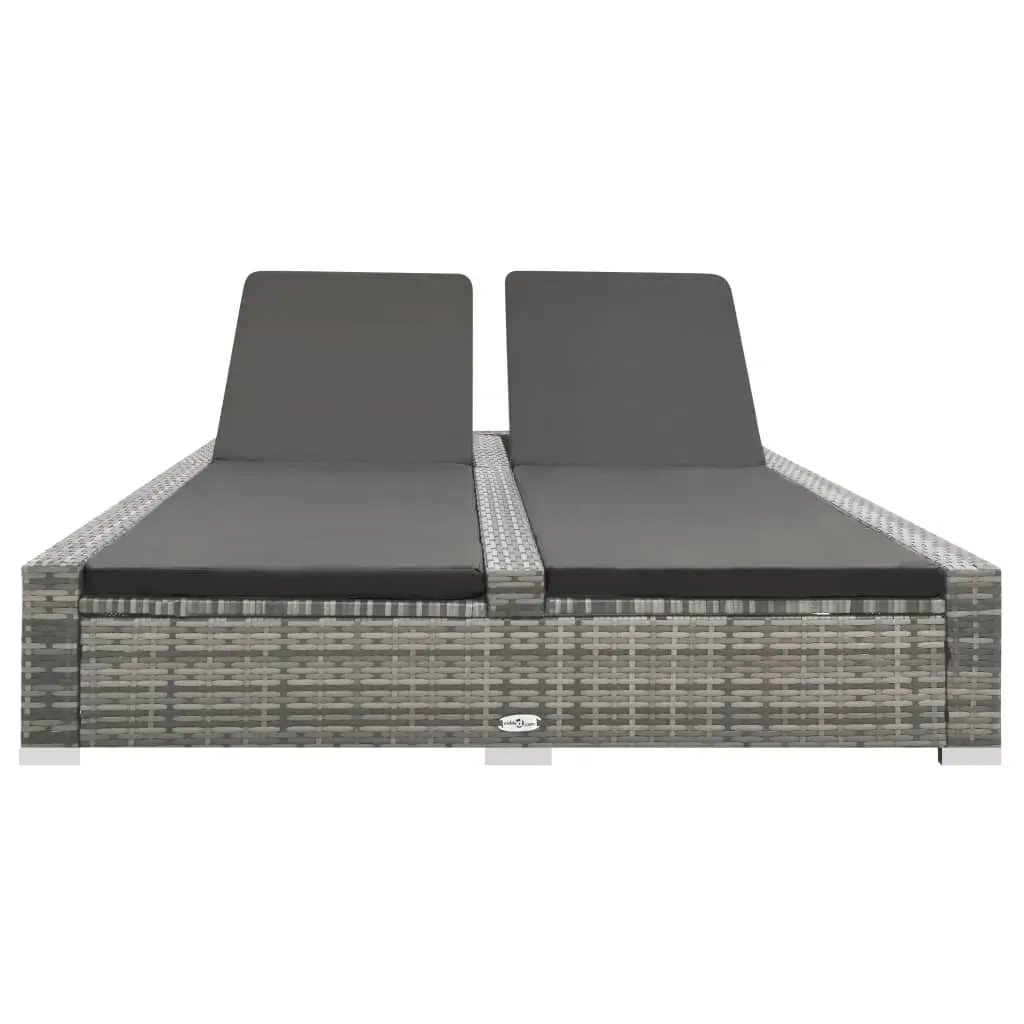 Double Sun Lounger Poly Rattan Grey Price