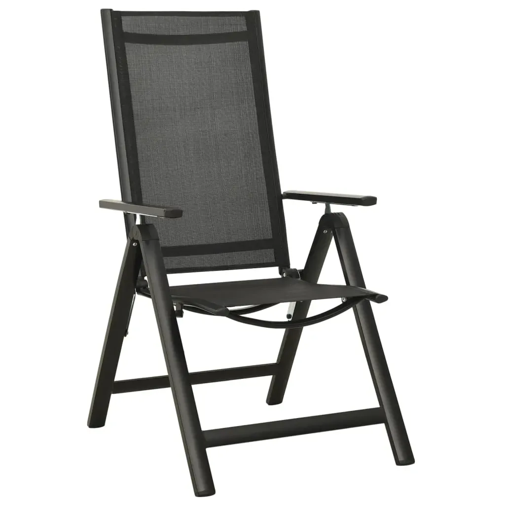Folding Garden Chairs 2 pcs Textilene and Aluminium Black Price
