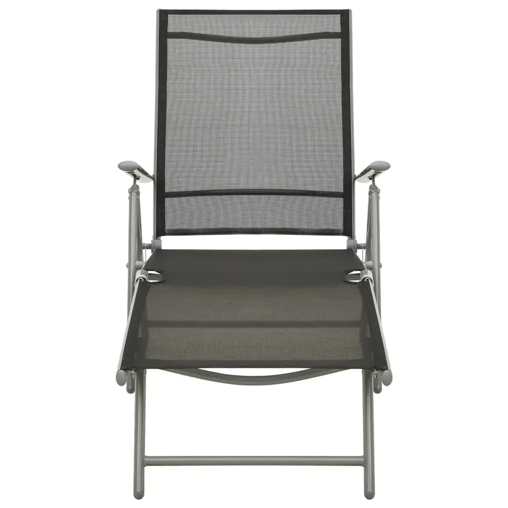 Folding Sun Lounger Textilene and Aluminium Black and Silver Price
