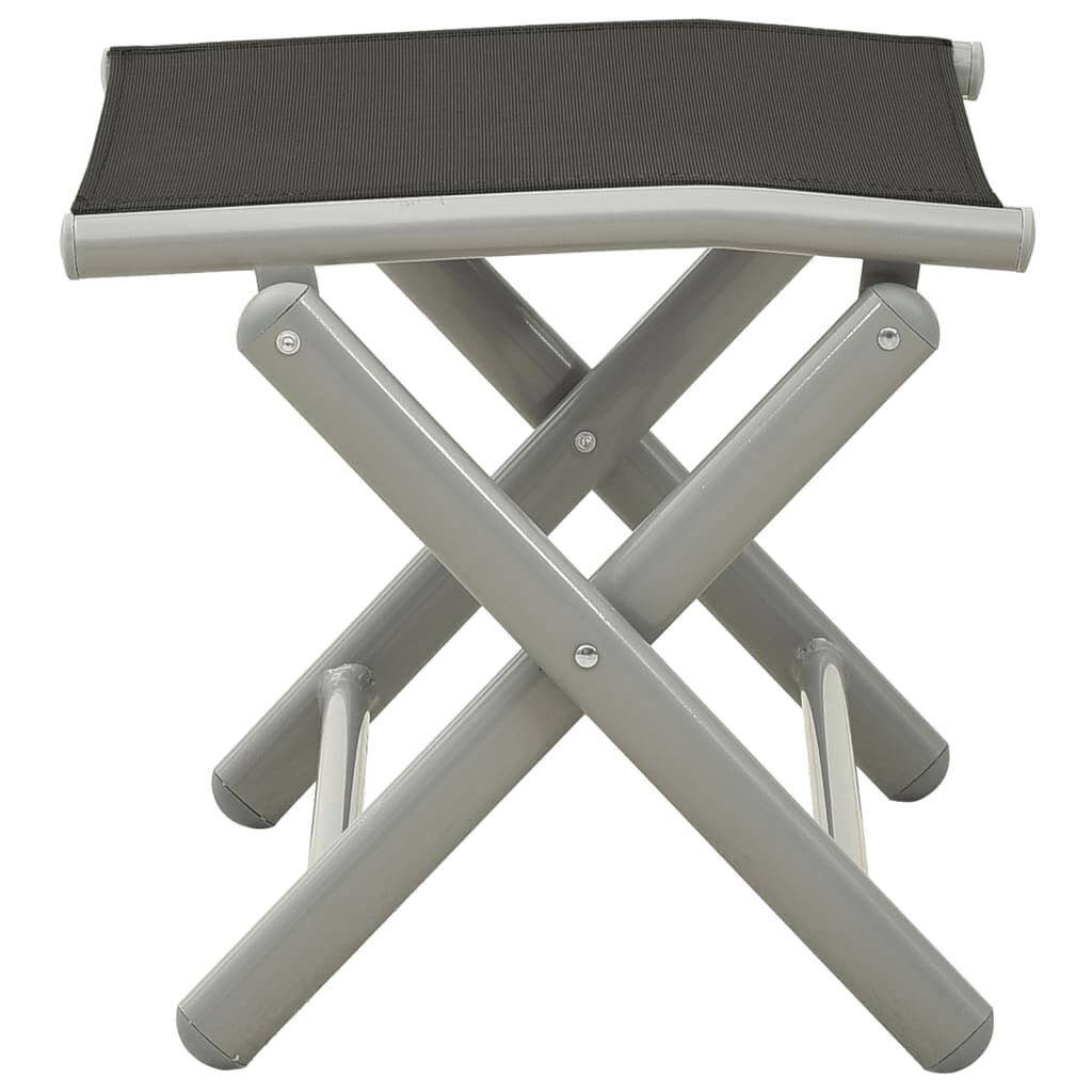 Folding Footrest Black and Silver Textilene and Aluminium Price