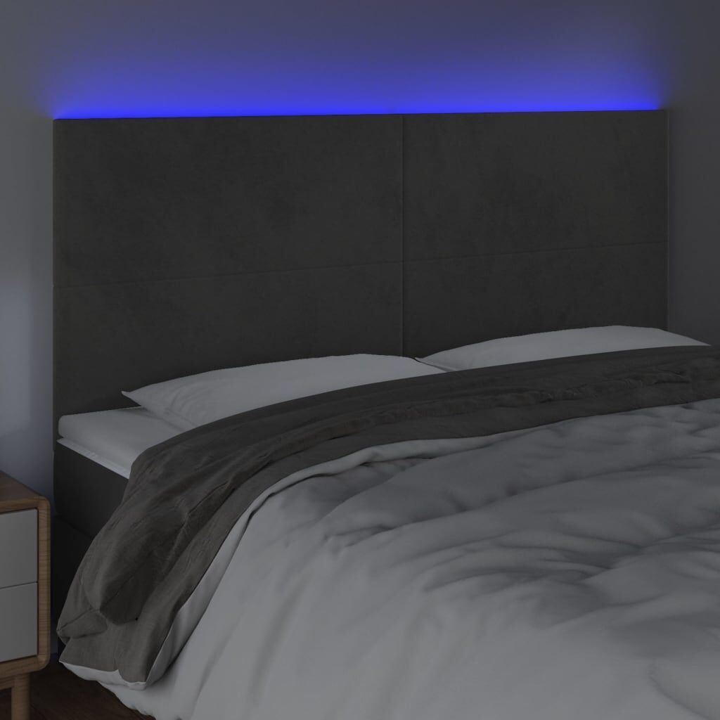 LED Headboard Dark Grey 200 cm Velvet Price