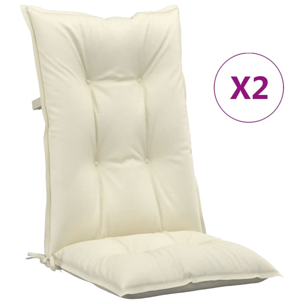 Garden Highback Chair Cushions 2 pcs Cream 120x50x7 cm Fabric Price