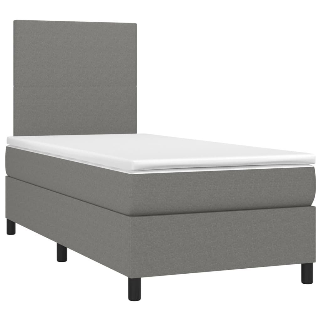 Box Spring Bed with Mattress Dark Grey 106x203 cm King Single Size Fabric Price