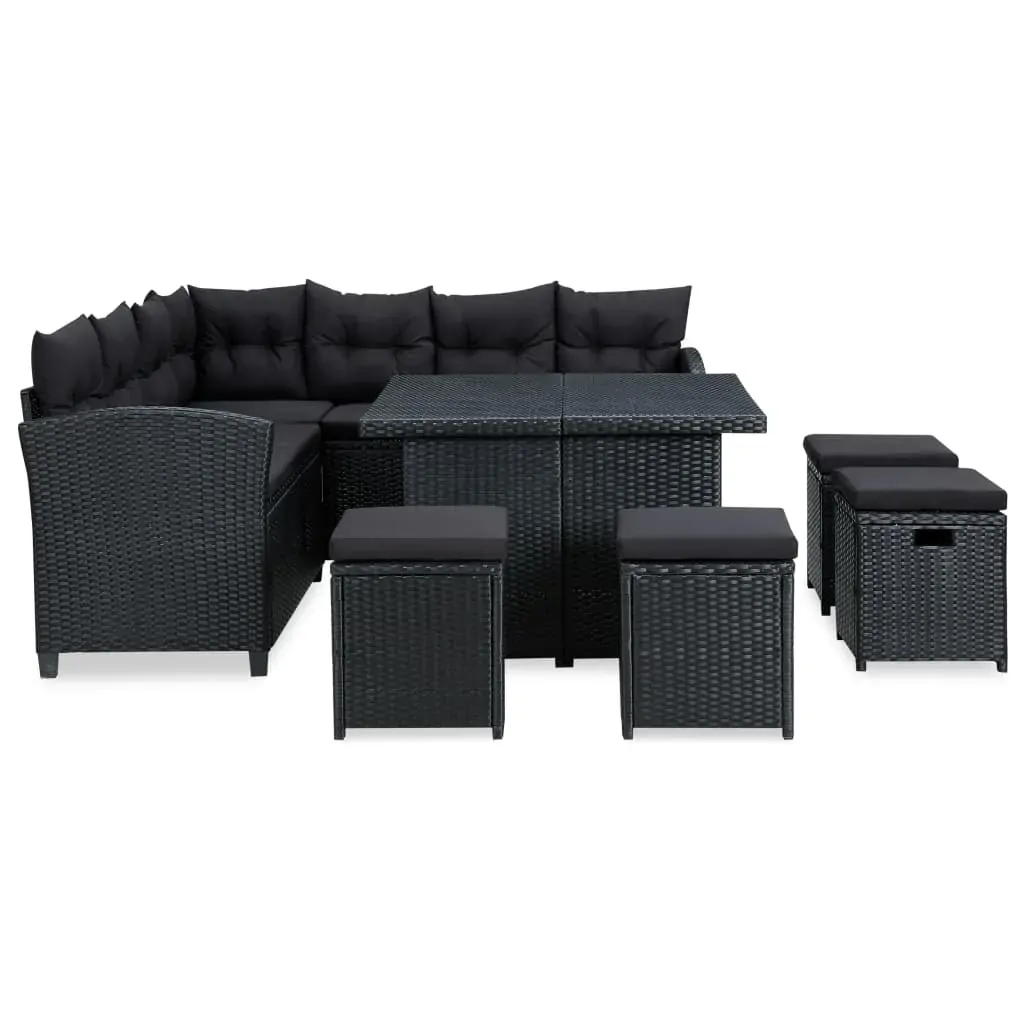 6 Piece Garden Lounge Set with Cushions Poly Rattan Black Price