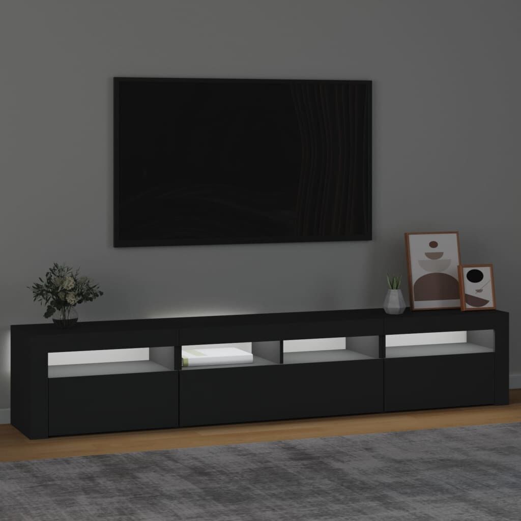 TV Cabinet with LED Lights Black 210x35x40 cm Price