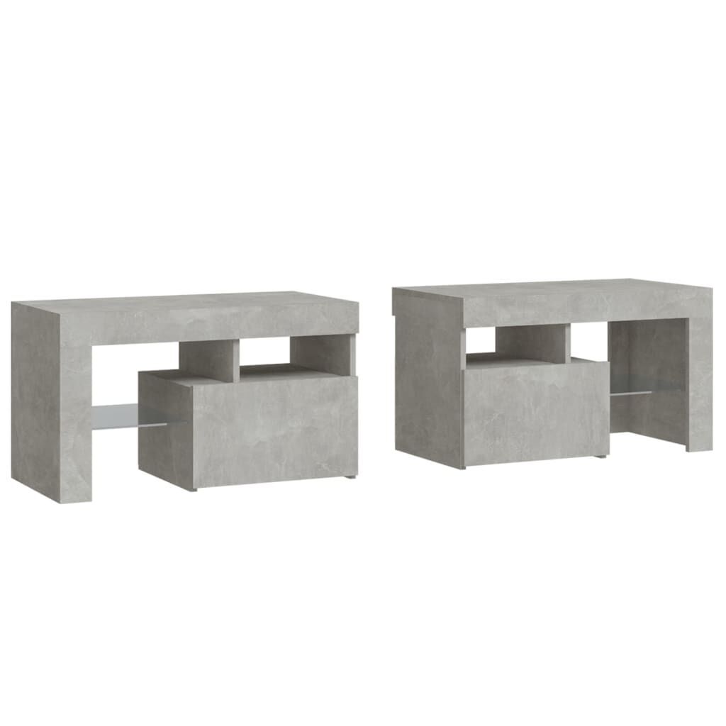 Bedside Cabinets 2 pcs with LED Lights Concrete Grey 70x36.5x40 cm Price