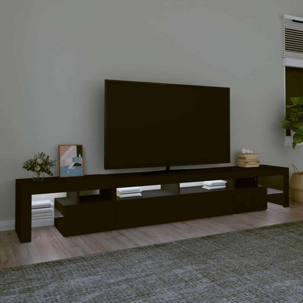 TV Cabinet with LED Lights Black 260x36.5x40 cm Price