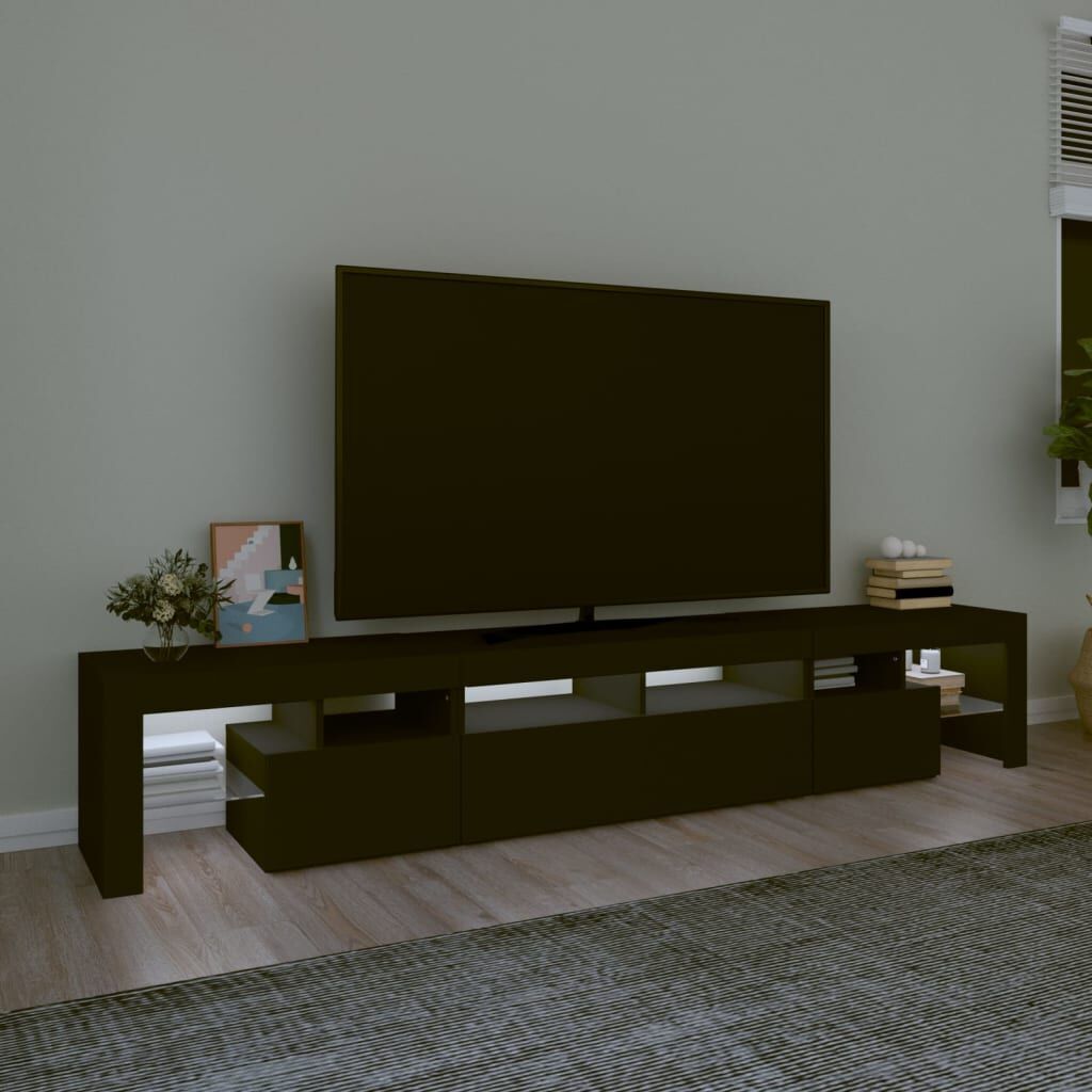 TV Cabinet with LED Lights Black 230x36.5x40 cm Price