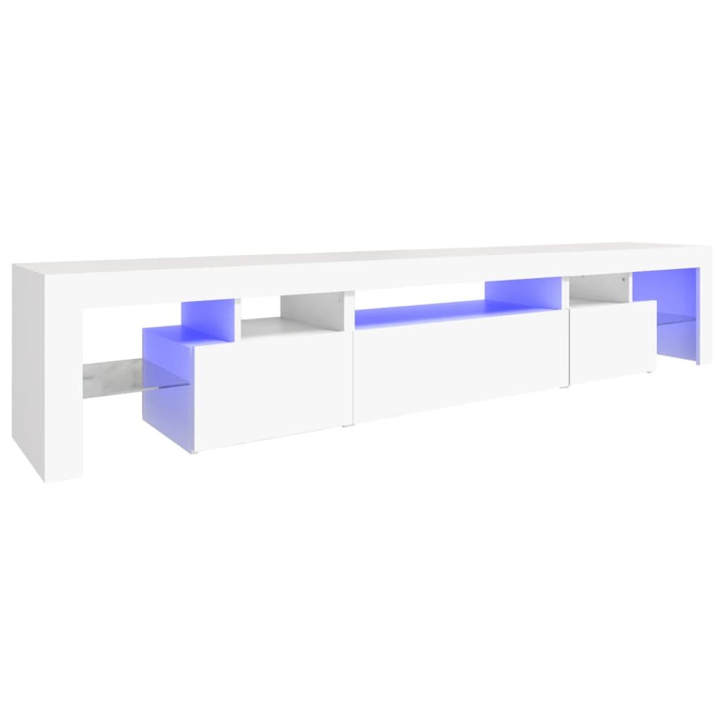 TV Cabinet with LED Lights White 215x36.5x40 cm Price