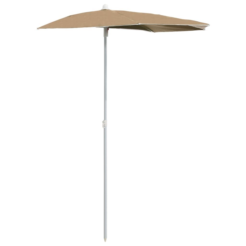 Garden Half Parasol with Pole 180x90 cm Taupe Price