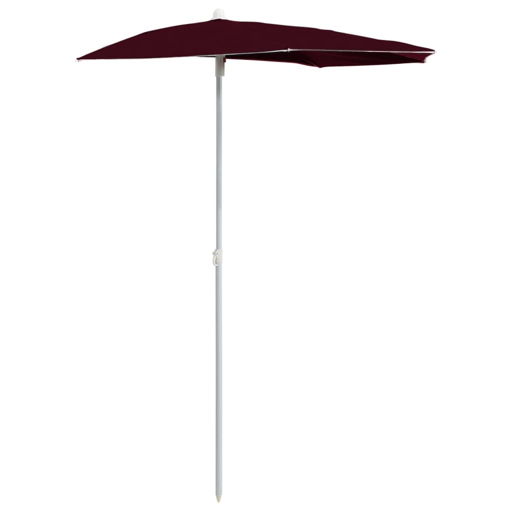 Garden Half Parasol with Pole 180x90 cm Bordeaux Red Price