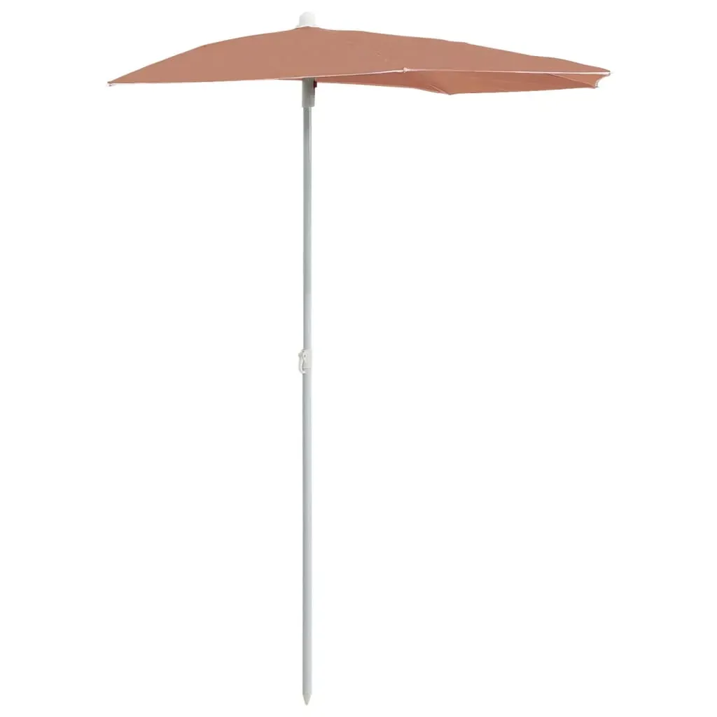 Garden Half Parasol with Pole 180x90 cm Terracotta Price