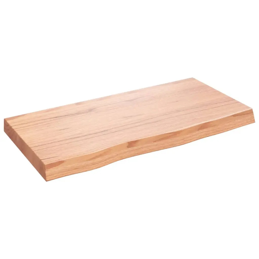 Table Top Light Brown 80x40x6 cm Treated Solid Wood Oak Price
