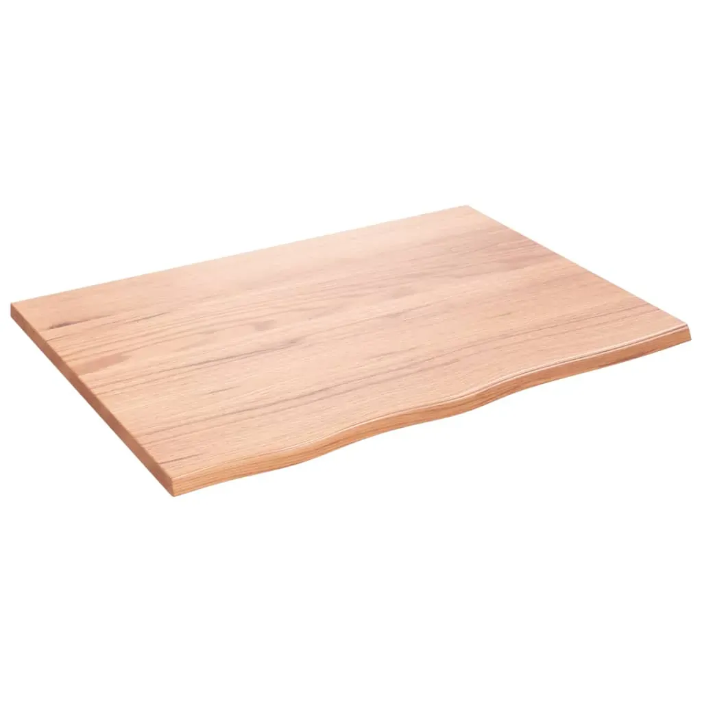 Table Top Light Brown 80x60x2 cm Treated Solid Wood Oak Price