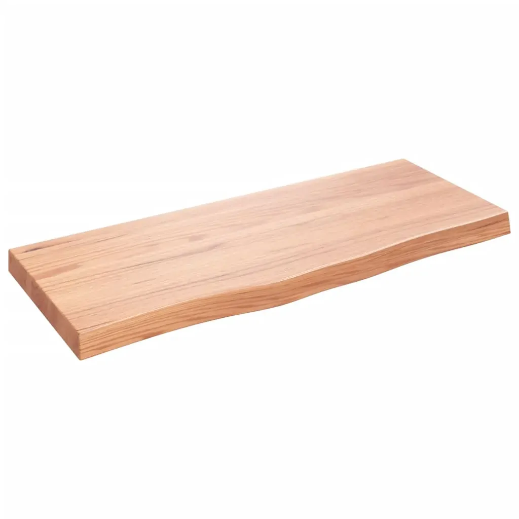 Table Top Light Brown 100x40x6 cm Treated Solid Wood Oak Price