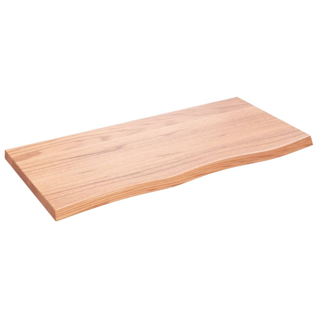 Table Top Light Brown 100x50x4 cm Treated Solid Wood Oak Price