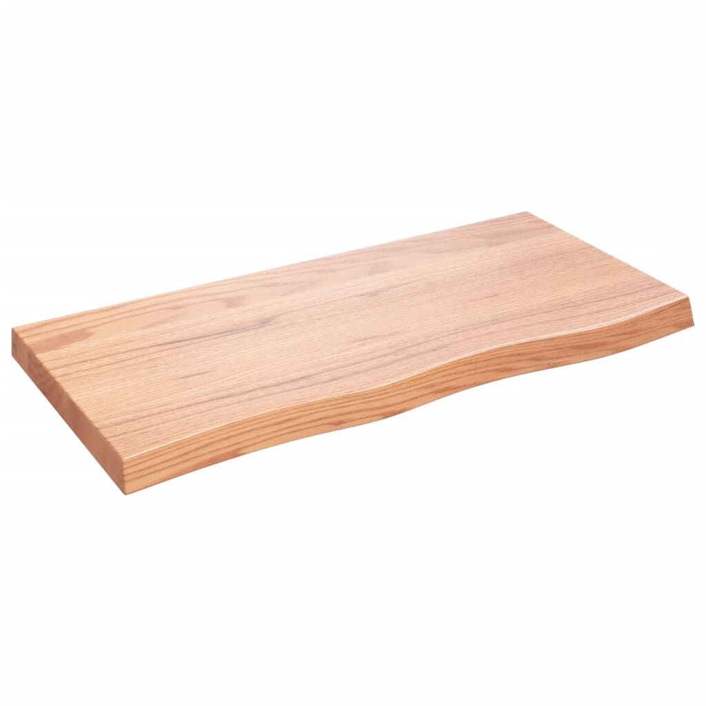 Table Top Light Brown 100x50x6 cm Treated Solid Wood Oak Price