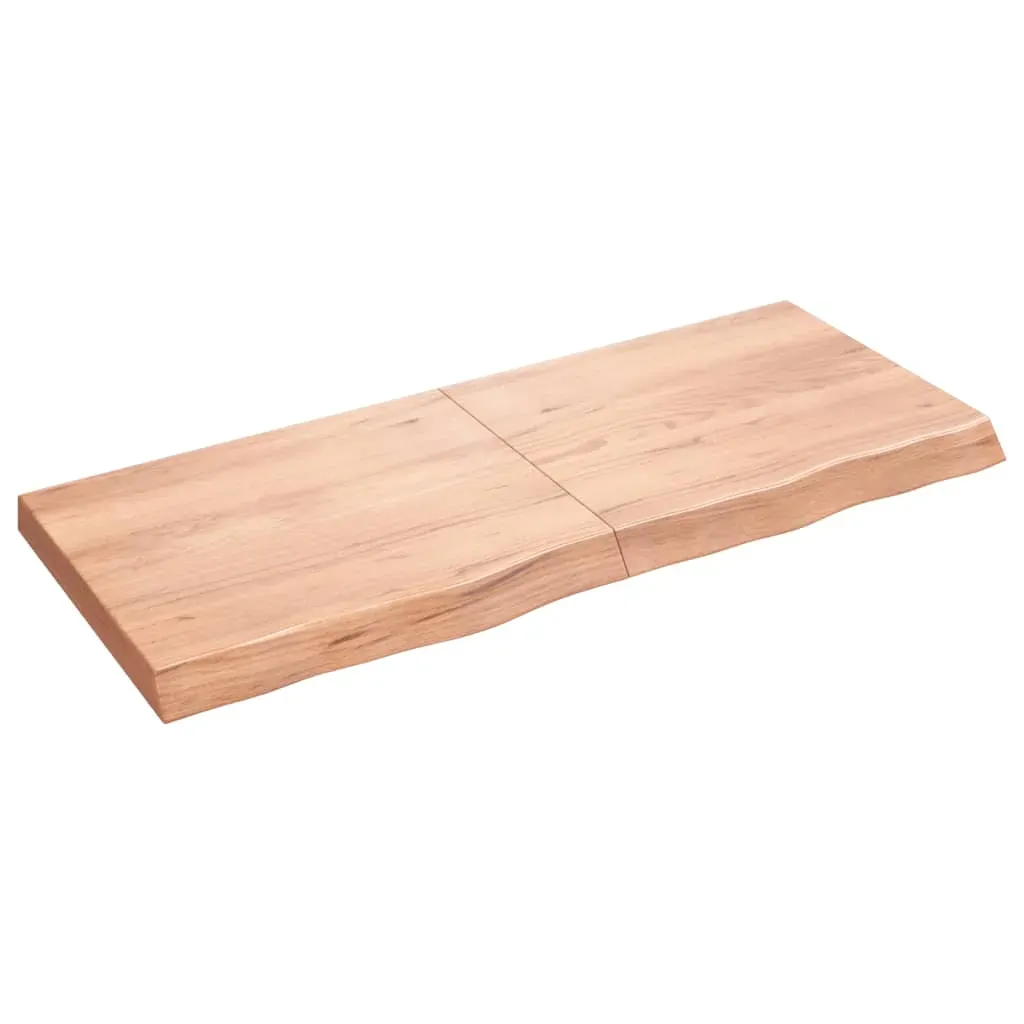 Table Top Light Brown 120x50x6 cm Treated Solid Wood Oak Price