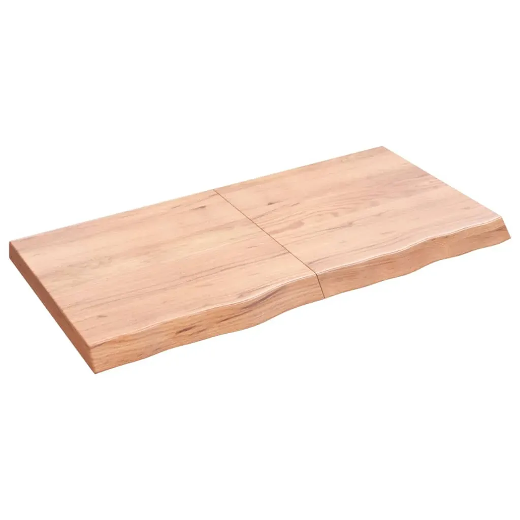Table Top Light Brown 120x60x6 cm Treated Solid Wood Oak Price