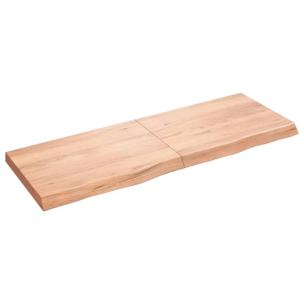 Table Top Light Brown 140x50x6 cm Treated Solid Wood Oak Price