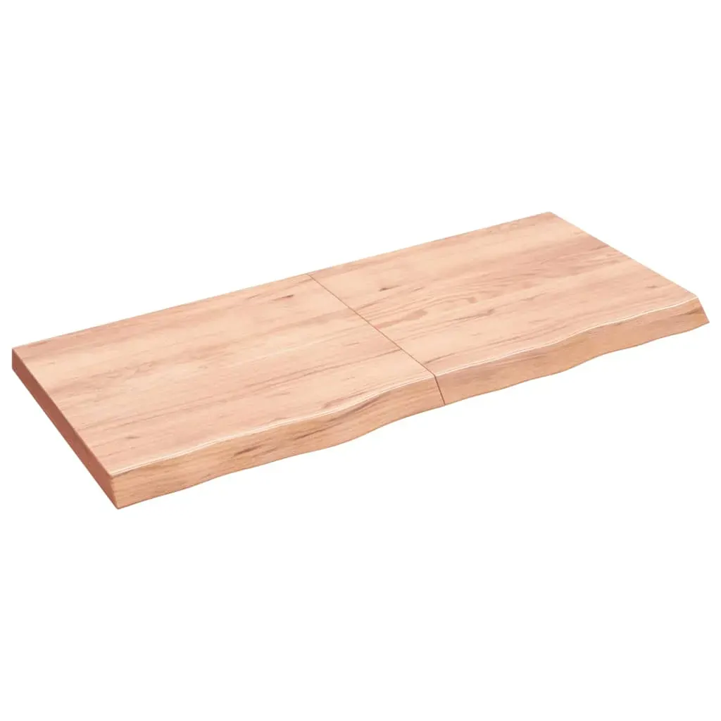 Table Top Light Brown 140x60x6 cm Treated Solid Wood Oak Price