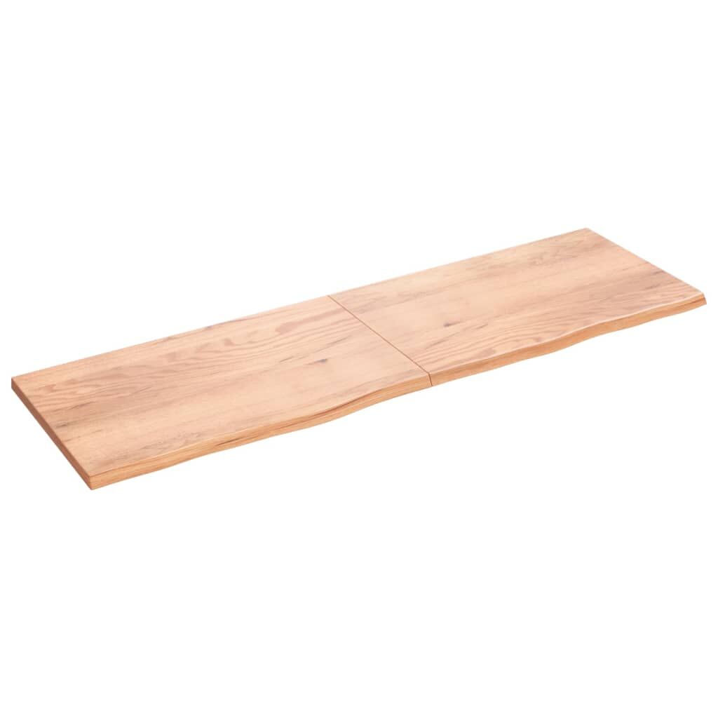Table Top Light Brown 200x60x4 cm Treated Solid Wood Oak Price