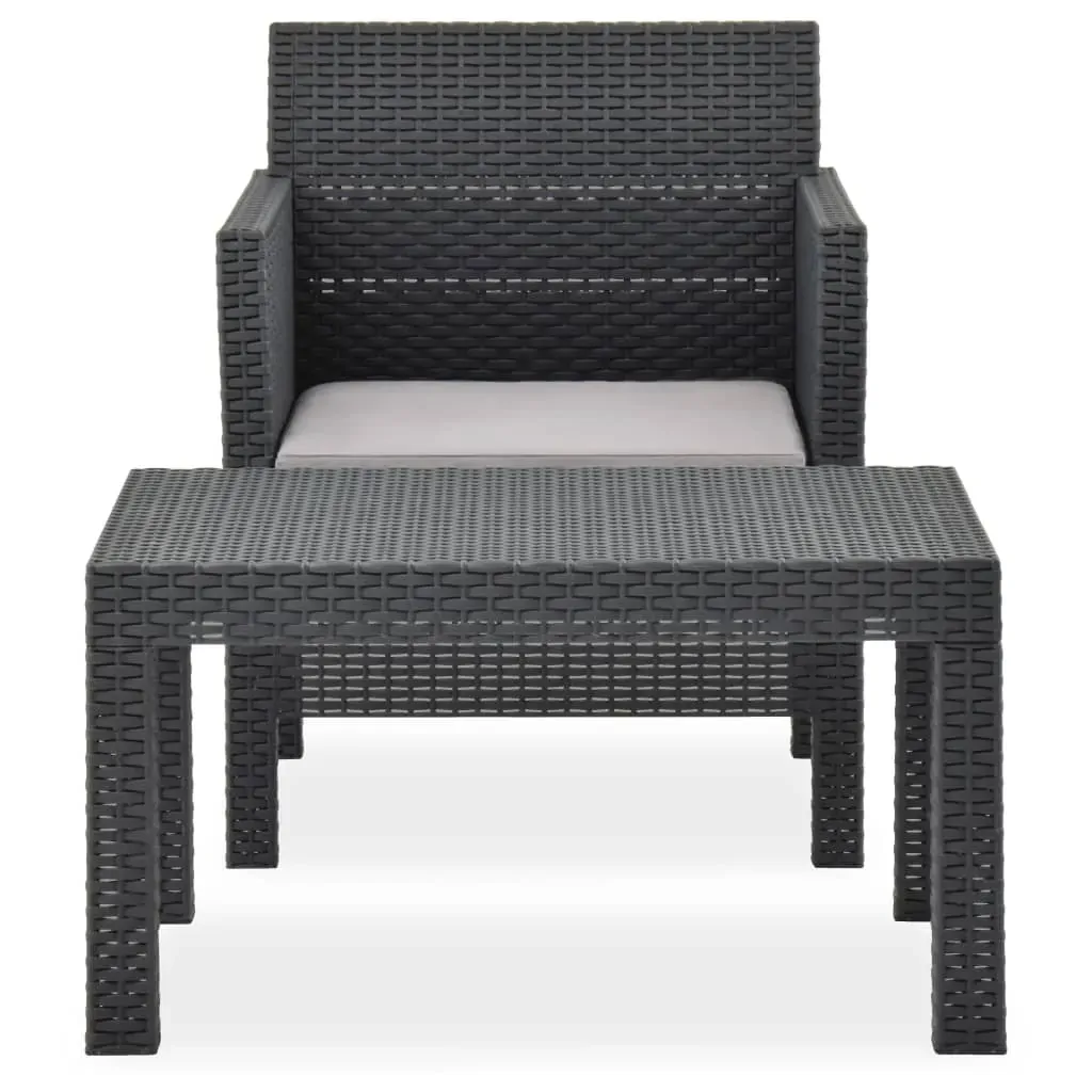 2 Piece Garden Lounge Set with Cushion Rattan Anthracite Price