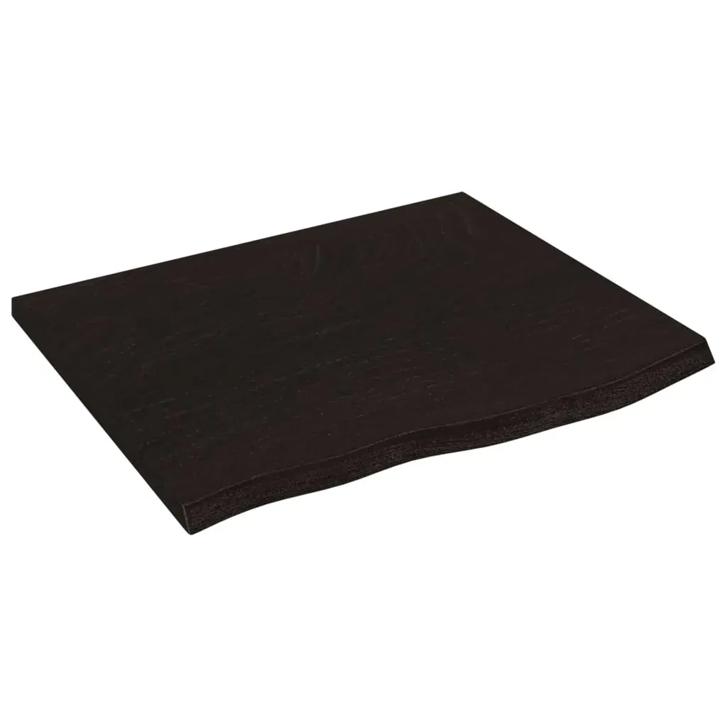 Table Top Dark Brown 60x50x2 cm Treated Solid Wood Oak Price