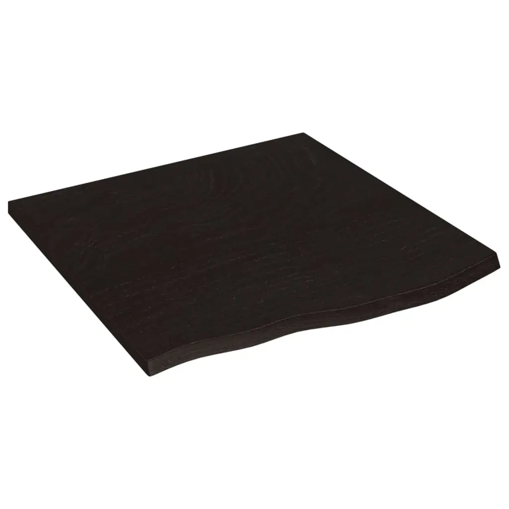 Table Top Dark Brown 60x60x2 cm Treated Solid Wood Oak Price