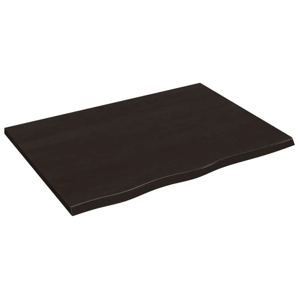 Table Top Dark Brown 80x60x2 cm Treated Solid Wood Oak Price