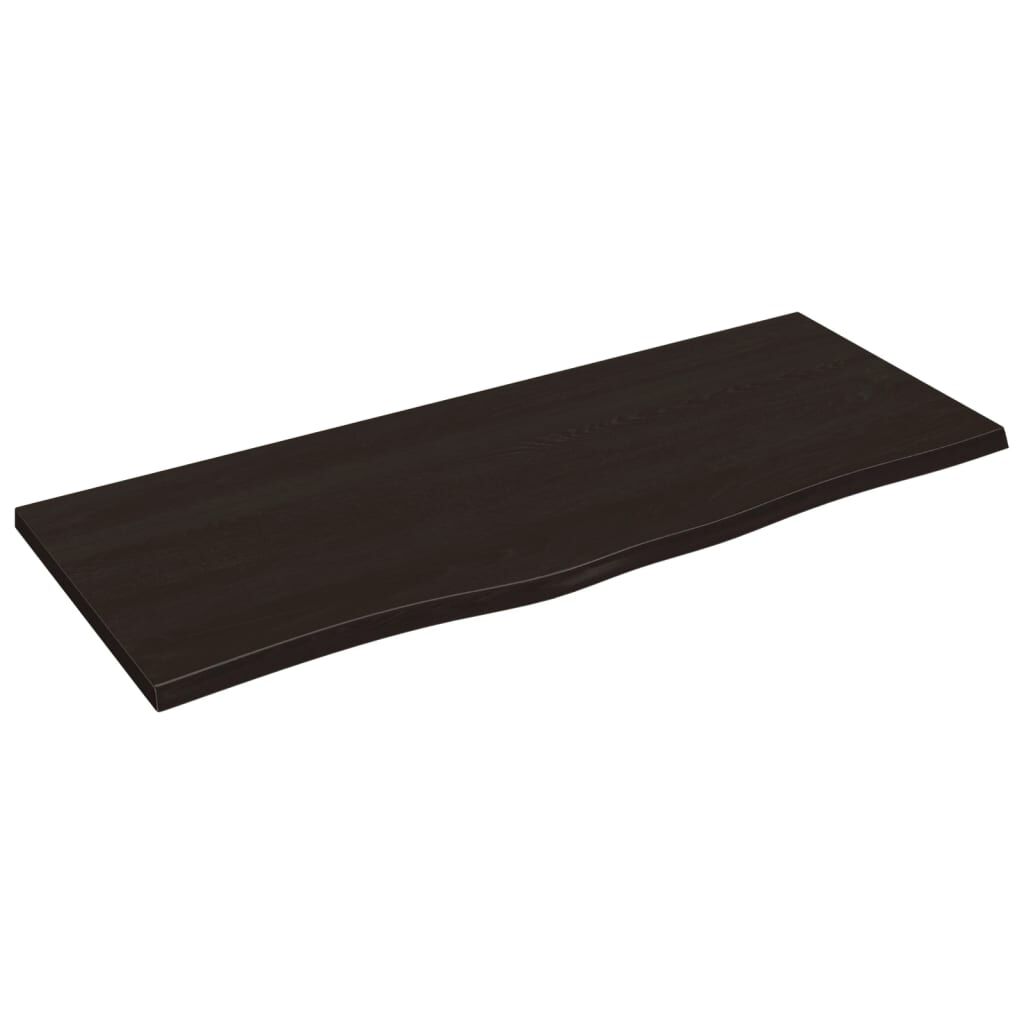 Table Top Dark Brown 100x40x2 cm Treated Solid Wood Oak Price