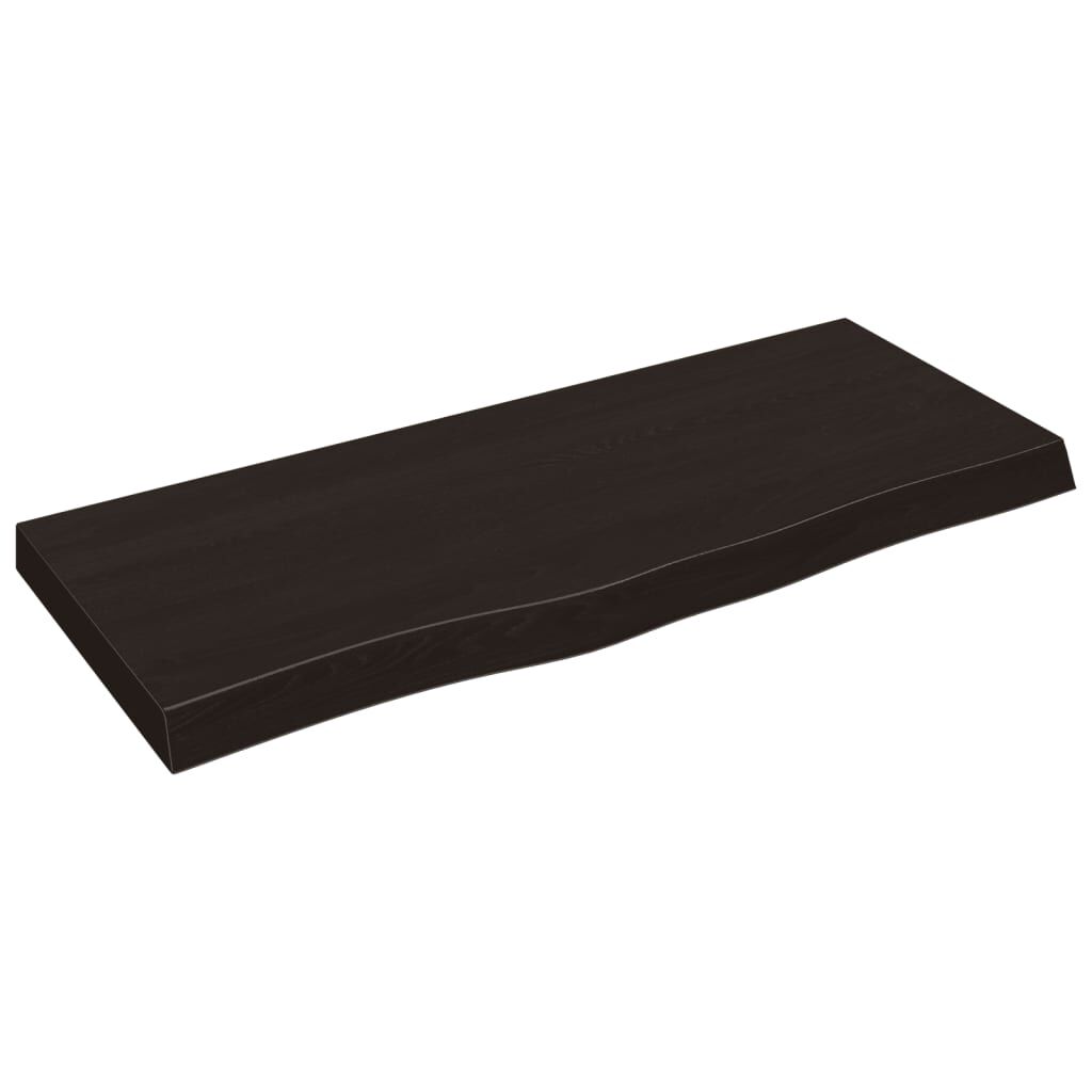 Table Top Dark Brown 100x40x6 cm Treated Solid Wood Oak Price
