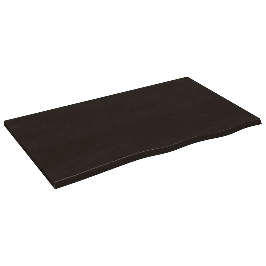 Table Top Dark Brown 100x60x2 cm Treated Solid Wood Oak Price
