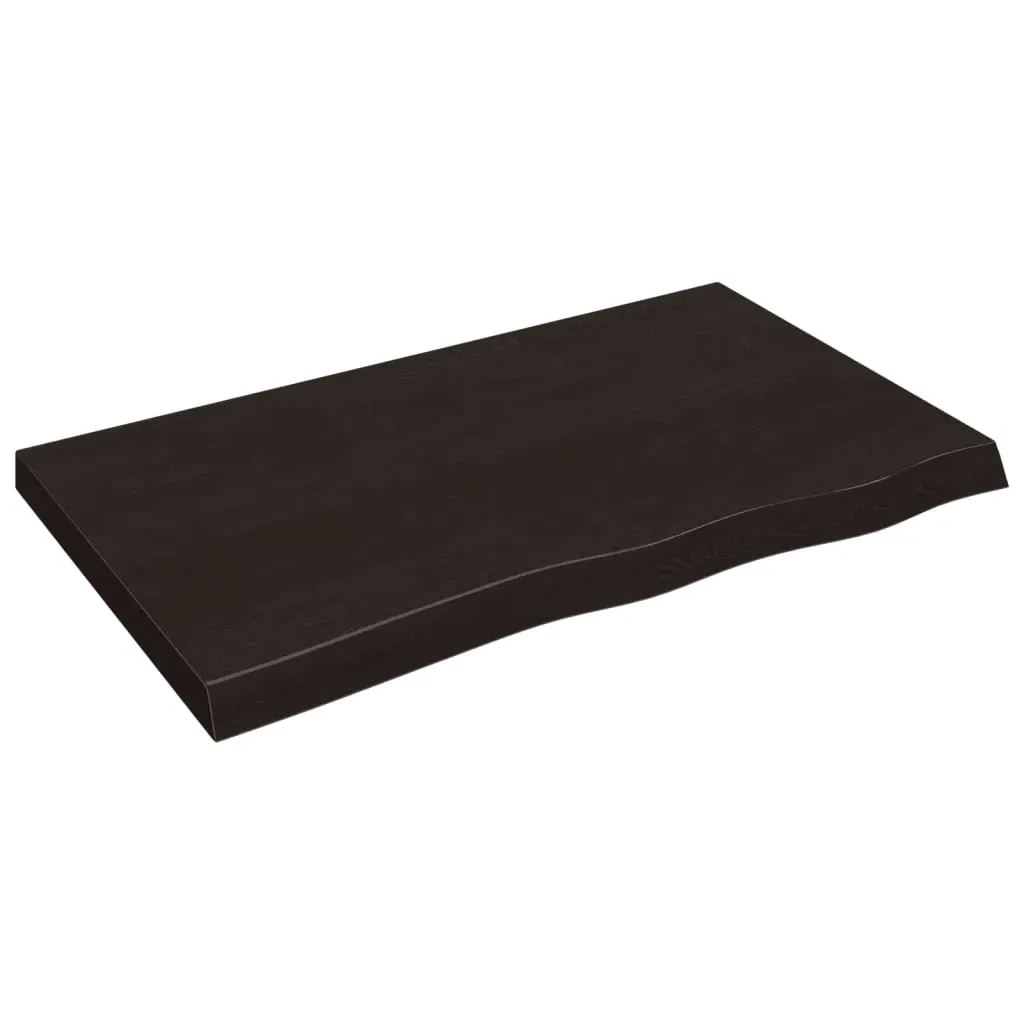 Table Top Dark Brown 100x60x6 cm Treated Solid Wood Oak Price