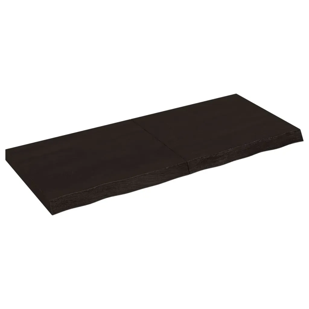 Table Top Dark Brown 120x50x6 cm Treated Solid Wood Oak Price