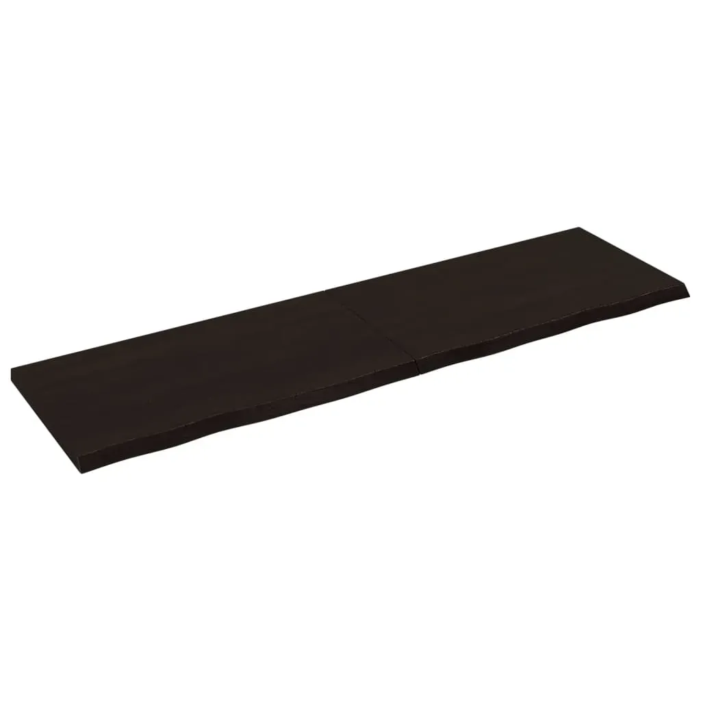 Table Top Dark Brown 180x50x4 cm Treated Solid Wood Oak Price