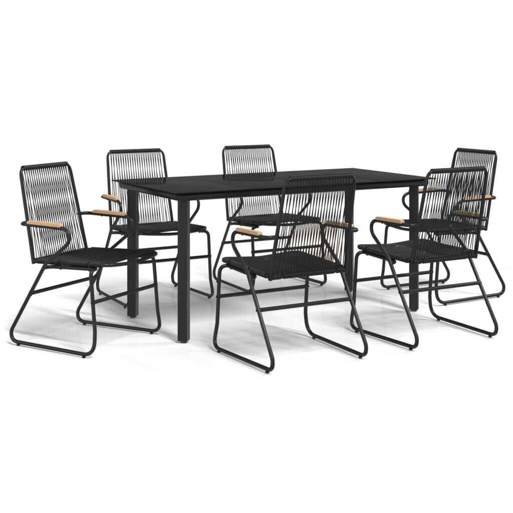 7 Piece Garden Dining Set Black PVC Rattan Price