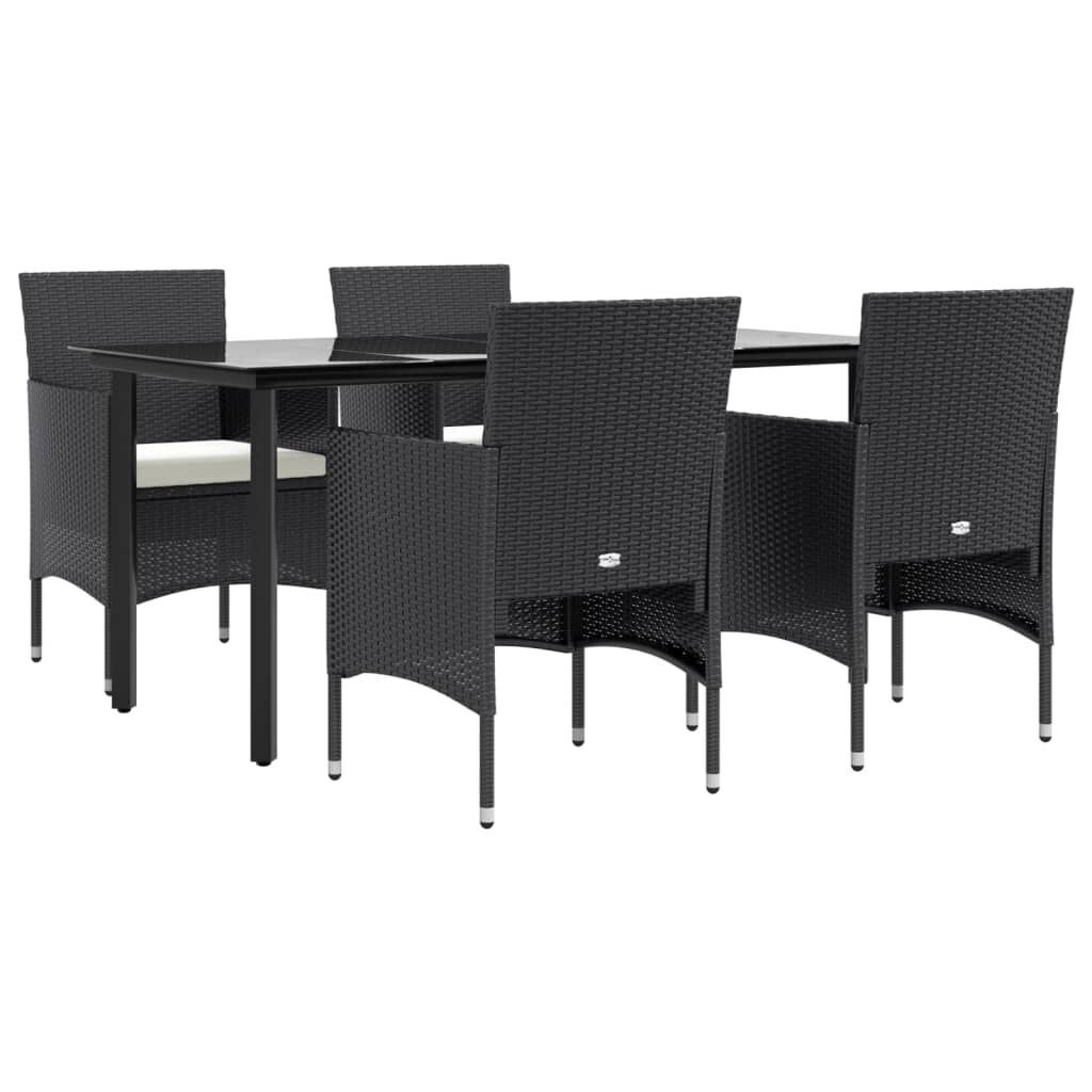 5 Piece Garden Dining Set with Cushions Black Price